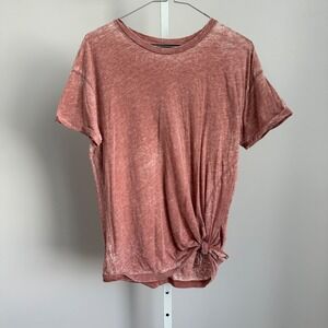 AllSaints Women's Burnout Tie Hem T-Shirt Pink Casual‎ Top